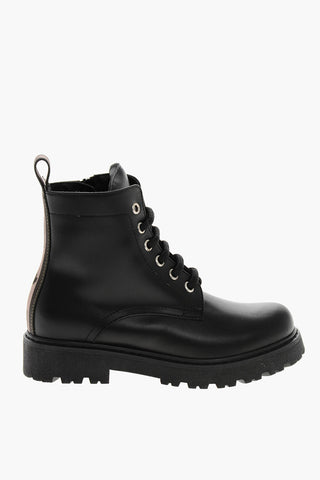 Leather Boots with Internal Zip and Tape Detail