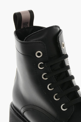Leather Boots with Internal Zip and Tape Detail
