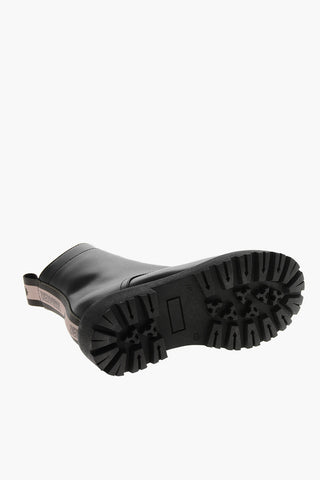 Leather Boots with Internal Zip and Tape Detail