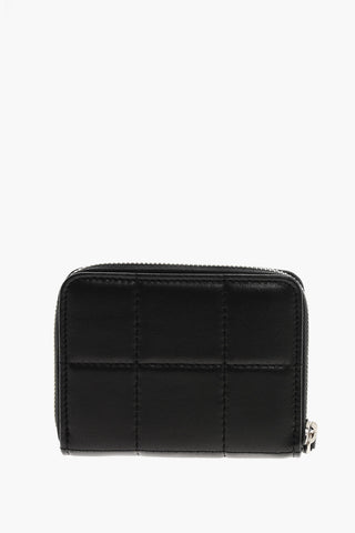 Quilted Leather Wallet with Metallic Logo