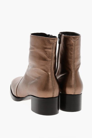 Stivaletti in Pelle Lamè VINTAGE con Zip Interna