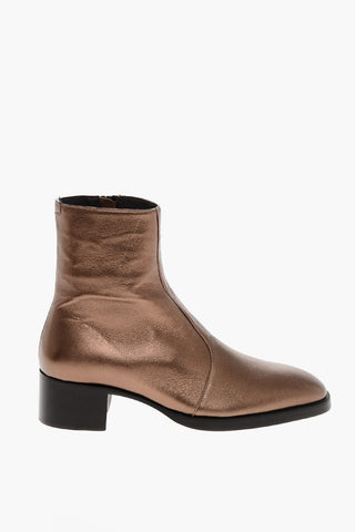Stivaletti in Pelle Lamè VINTAGE con Zip Interna