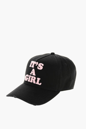 Cotton Gabardine Baseball Cap IT'S A GIRL with Raised Embroidery