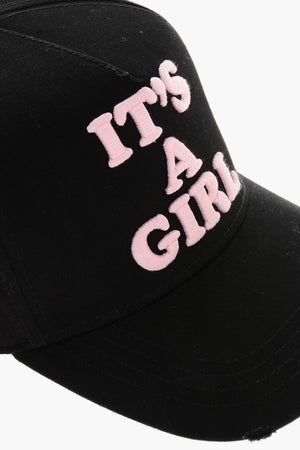 Cotton Gabardine Baseball Cap IT'S A GIRL with Raised Embroidery