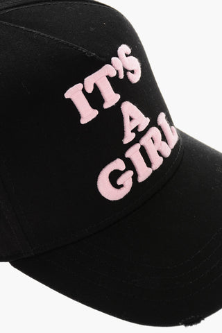 Cotton Gabardine Baseball Cap IT'S A GIRL with Raised Embroidery