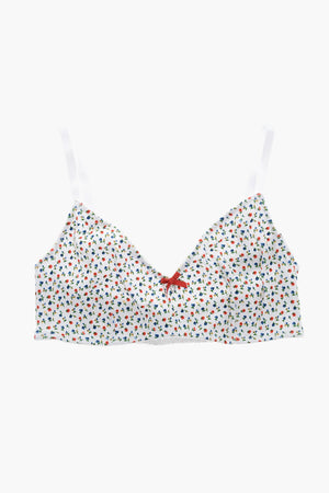 Stretch Cotton Bra with Floral Pattern