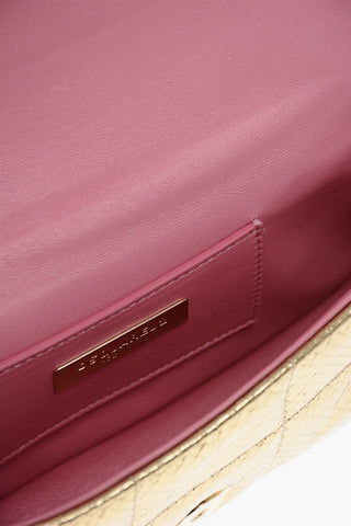 Pochette in Pelle Effetto Serpente con Monogram Dorato