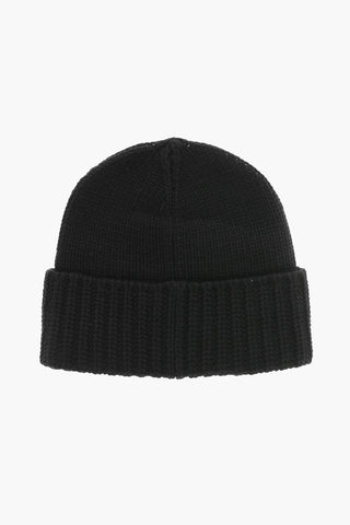 IBRA BLACK ON BLACK Solid Color Wool Blend Beanie