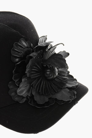 Solid-Color Baseball Cap with Floral Applique