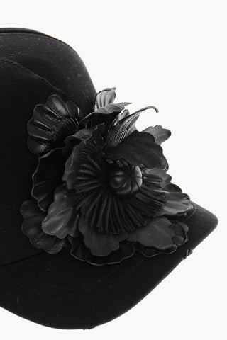 Solid-Color Baseball Cap with Floral Applique