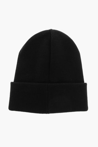 Wool Beanie with Contrasting Logo