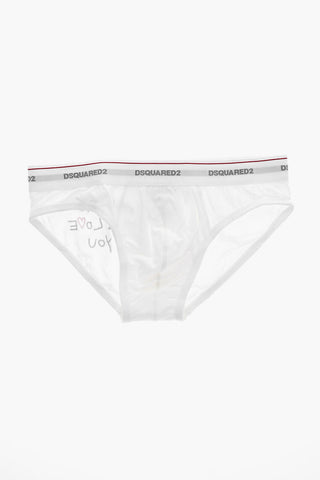 Stretch Cotton Briefs with Logoed Waistband
