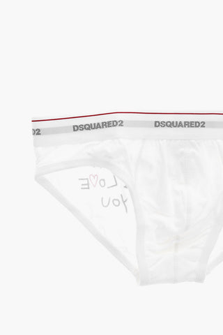 Stretch Cotton Briefs with Logoed Waistband