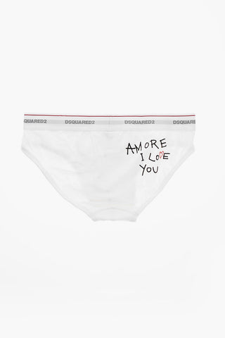 Stretch Cotton Briefs with Logoed Waistband
