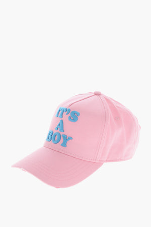 Cotton Gabardine Baseball Cap IT'S A BOY with Raised Embroidery
