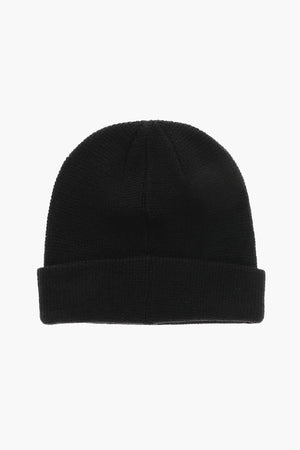 Einfarbiges Woll-Beanie mit kontrastierendem Patch
