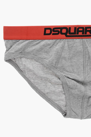Stretch Cotton Briefs with Logoed Waistband