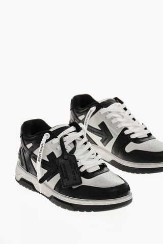 Leather Sneakers OUT OF OFFICE with Distressed Effect