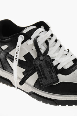 Leather Sneakers OUT OF OFFICE with Distressed Effect