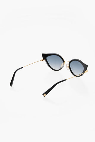 Cat-Eye Sunglasses with Golden Metal Frame