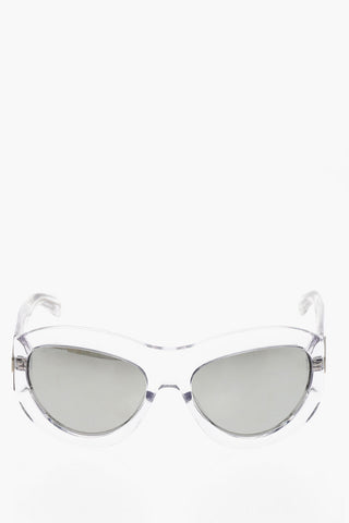 Shield Sunglasses with See-Through Frame and Mirrored Lenses