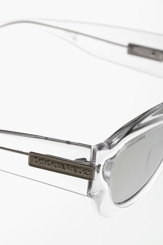 Shield Sunglasses with See-Through Frame and Mirrored Lenses