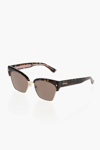 Cat-Eye Tortoiseshell Sunglasses with Gold Metal Details