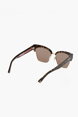 Cat-Eye Tortoiseshell Sunglasses with Gold Metal Details