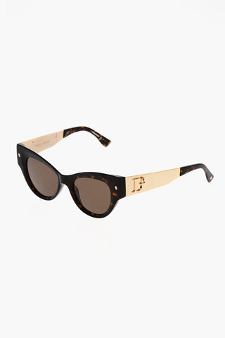 Cat-Eye Sunglasses with Gold Metal Details
