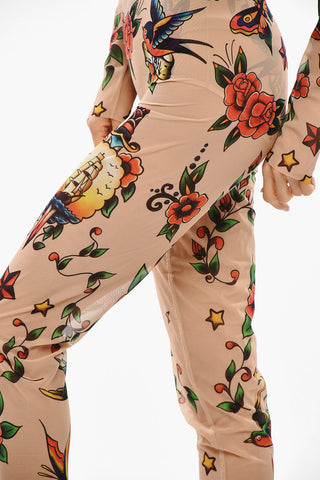 HONEY Sheer Leggings with Tattoo Motif