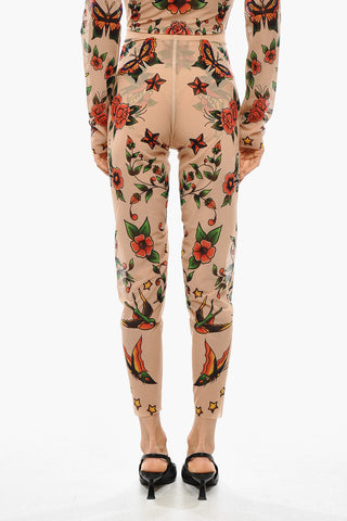 HONEY Sheer Leggings with Tattoo Motif