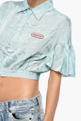 Jacquard-Kurzarmbluse