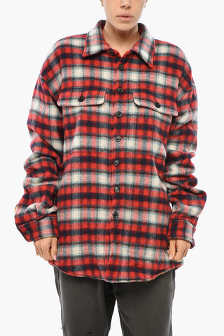 Overshirt in Eco-Shearling con Motivo a Quadri