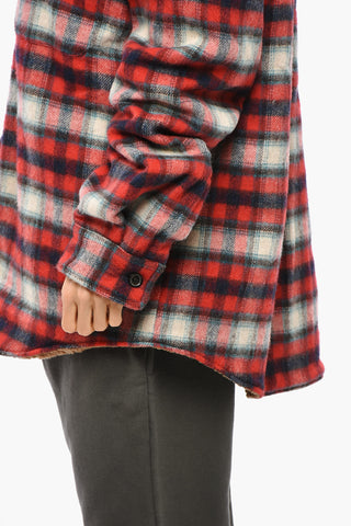 Overshirt in Eco-Shearling con Motivo a Quadri