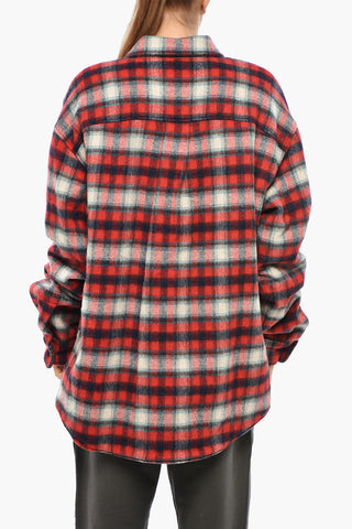 Overshirt in Eco-Shearling con Motivo a Quadri