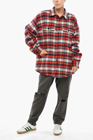 Eco-Shearling Overshirt With Check Pattern