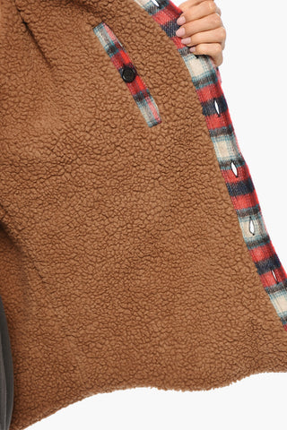 Overshirt in Eco-Shearling con Motivo a Quadri