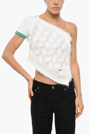 Ein-Schulter-Crop-Top aus Doppelstoff