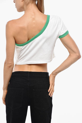 Double-Fabric One-Shoulder Crop Top