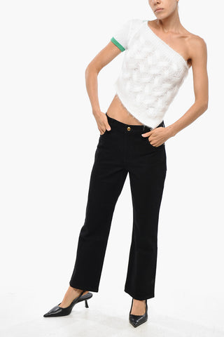 Ein-Schulter-Crop-Top aus Doppelstoff