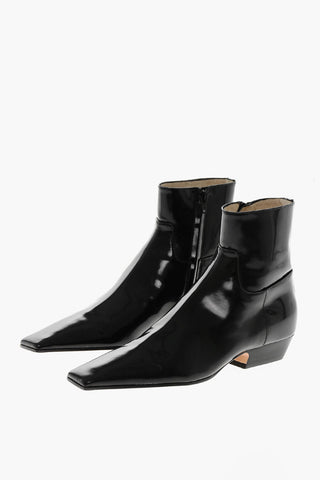 Brushed Leather MARFA Booties With Square-Toe