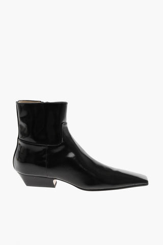 Brushed Leather MARFA Booties With Square-Toe