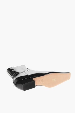 Brushed Leather MARFA Booties With Square-Toe