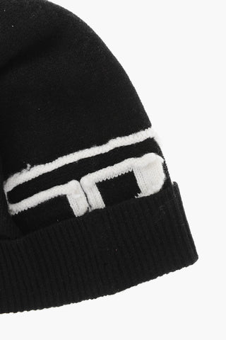 Beanie K-PEEL aus Wolle mit kontrastierendem Monogramm