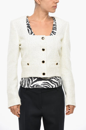 Sequin Tweed Blazer with Jewel Buttons