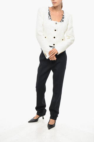 Sequin Tweed Blazer with Jewel Buttons