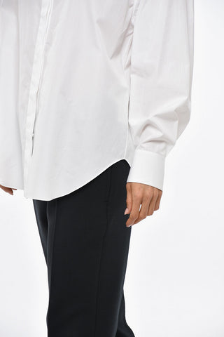 Popeline-Bluse Mit Drapiertem Kragen