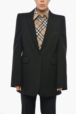 Oversized Wool Blazer with Padded Shoulders