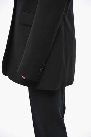 Oversized Wool Blazer with Padded Shoulders
