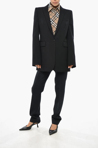 Oversized Wool Blazer with Padded Shoulders